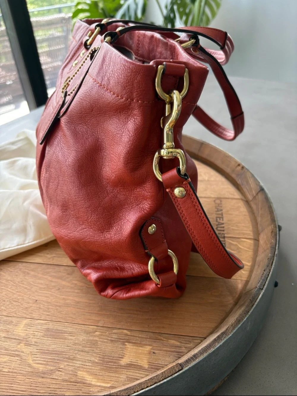 Coach Burnt Orange Leather Ashley Carryall Purse - Picture 4 of 17